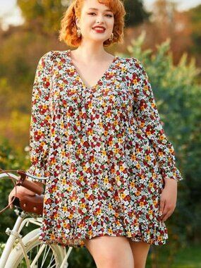 Modcloth Flirty Floral ruffled Ever So Sweetly Babydoll Dress